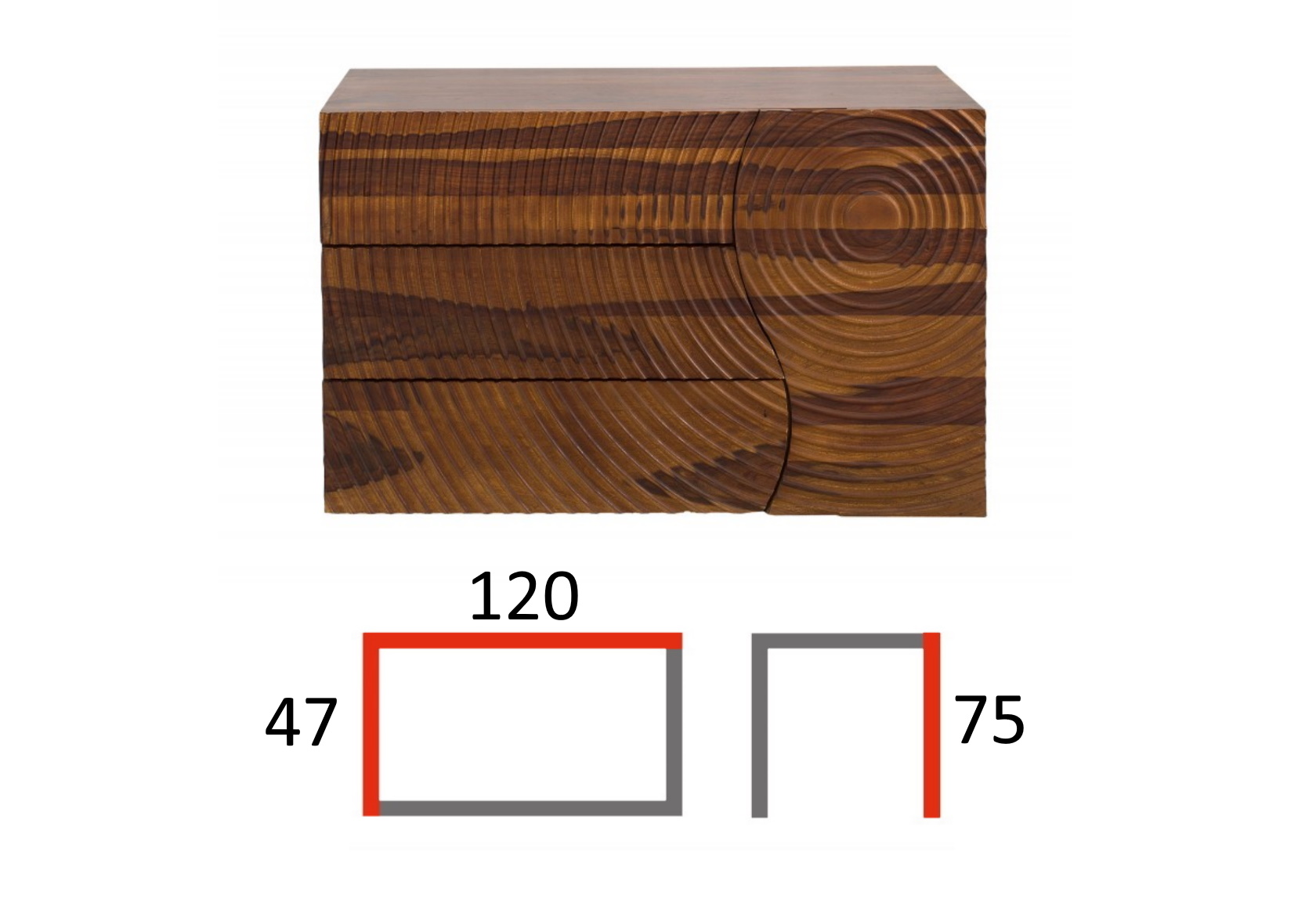 komoda do salonu z drewna palisander, komoda illusion, 